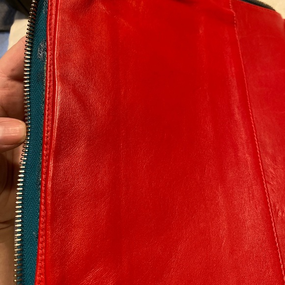 Authentic Louboutin large clutch / iPad case. Teal with spikes - Picture 6 of 14